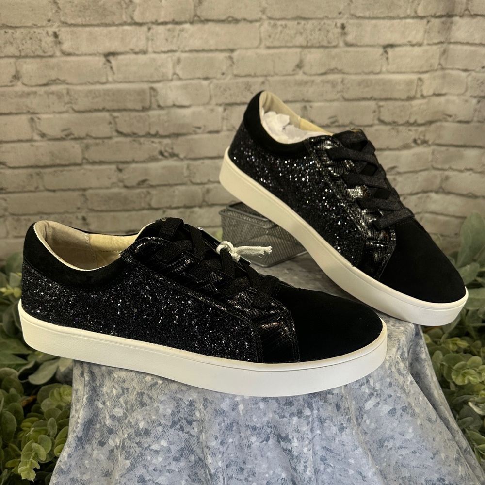 WACO Shoe Co. “Jolie” Revitalign Black Glitter & Suede Comfort Sneaker WMS 11D🖤